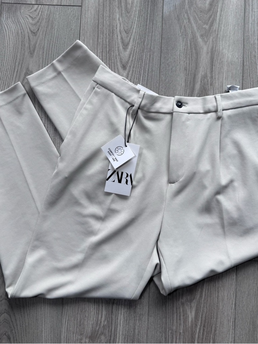Zara Men’s Beige Dress Pants Comfort Knit Slim Fit Size 31 New